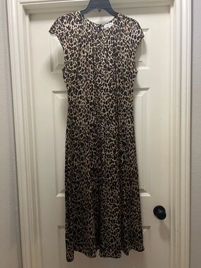 Nordstrom Leopard Print Midi Dress - Beige & Black
